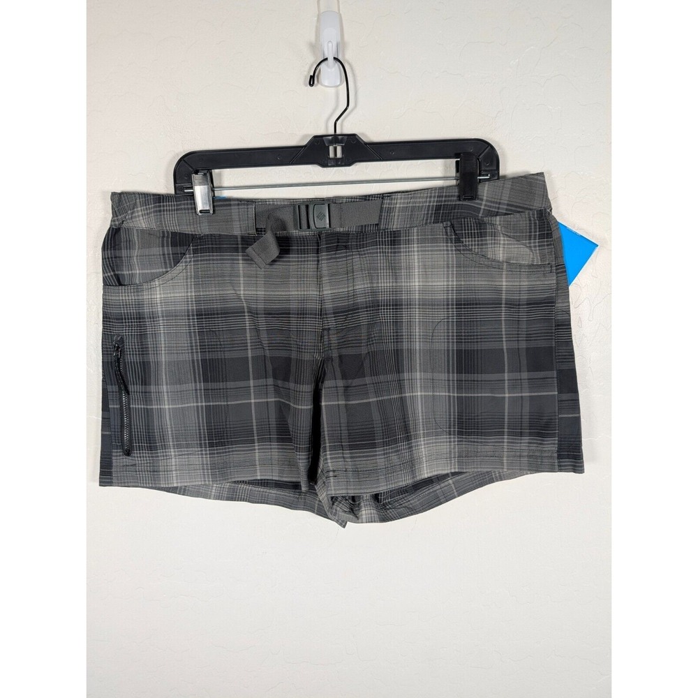 Columbia Shorts Womens 16 Gray Plaid Omni-Shade Wick‎ 4" Inseam UPF 50 AL4713